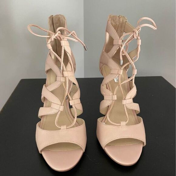 BCBGeneration size 8 blush pink Lace-up  Zipper Closure Open Toe Stiletto heel - Picture 7 of 9